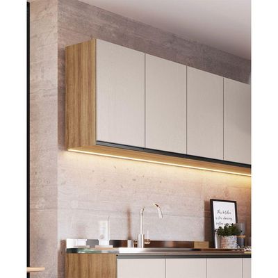 Armário Aéreo Cozinha 120 Cm 3 Portas 2 Prateleiras Quiditá Montana/fumê