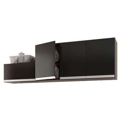 Conjunto De Armários Aéreo Cozinha Planejada Lux 120cm E 70cm 100% Mdf Preto Tx Fosco - Desk Design