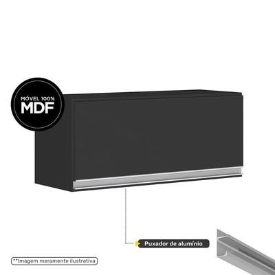 Conjunto De Armários Aéreo Cozinha Planejada Lux 120cm E 70cm 100% Mdf Preto Tx Fosco - Desk Design
