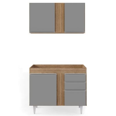 Armário Aéreo 100Cm Luziania Castanho/Cinza Lumil