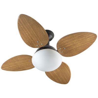Ventilador De Teto Venti-Delta Jet Preto Com 4 Pás Mogno Linha Decoratica 220V 220v
