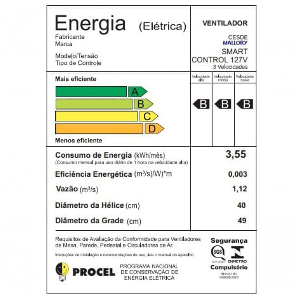 Ventilador De Parede Mallory 40 Cm 127V