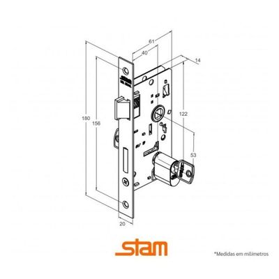 Fechadura Inox Polido Broca 40 - Stam Externa 803/03