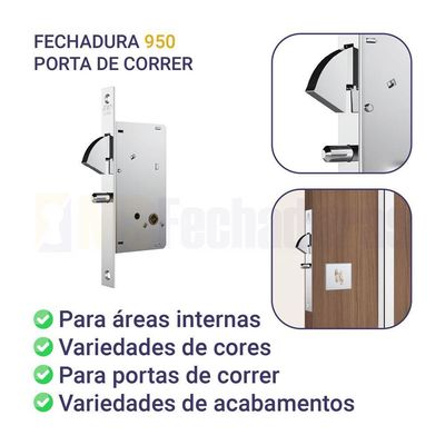 Fechadura Stam Porta De Correr Banheiro 950 Ros. Quadrada Polido