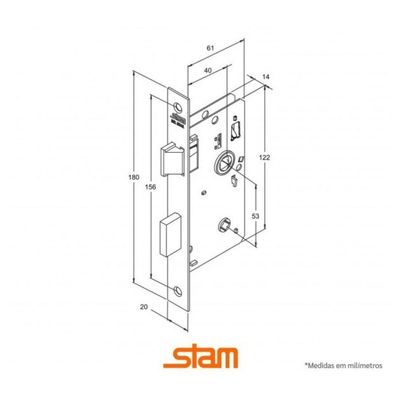 Fechadura Inox Polido Broca 40 - Stam Banheiro 823/03