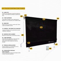 Toldo Cortina Marrom Sem Visor - Kit Completo - 1m2
