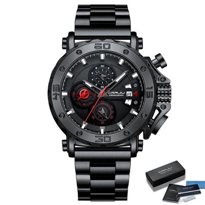 Relógios Masculinos Crrju Pulseira De Aço Inoxidável De Luxo