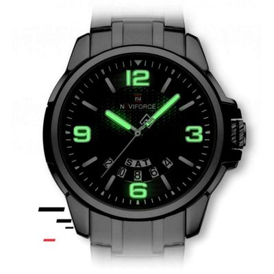 Relógio De Pulso Em Aço Inoxidável Clássico Esportivo Nf9215s Preto