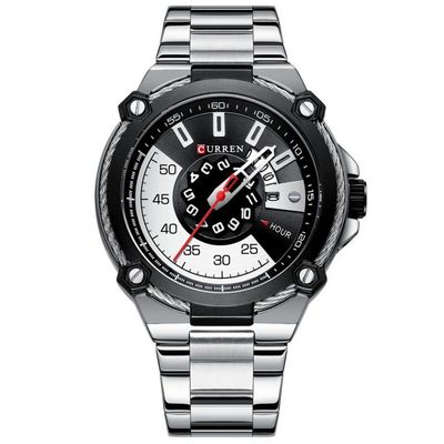 Relógio De Pulso De Quartzo Masculino Pulseira De Aço Inoxidável Prata