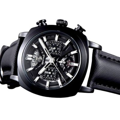 Relógio De Quartzo Mostrador Luminoso Benyar Masculino Design Tonneau Impermeavel Preto