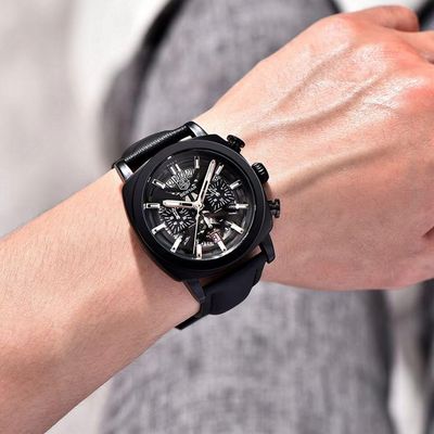 Relógio De Quartzo Mostrador Luminoso Benyar Masculino Design Tonneau Impermeavel Preto