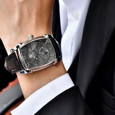Relógio Masculino Quadrado Casual De Quartzo Impermeável Preto