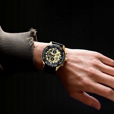 Relógio Masculino Esportivo Quartzo Casual A Prova D´agua Dourado