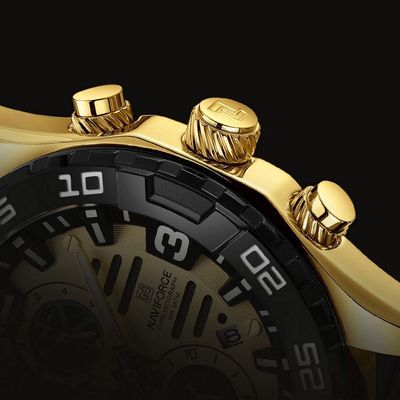 Relógio Masculino Esportivo Quartzo Casual A Prova D´agua Dourado