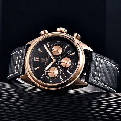 Relógio Masculino Analógico Quartzo Cronógrafo Impermeavel Preto Dourado