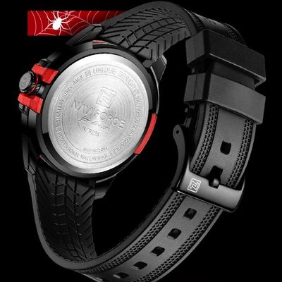 Relógio De Pulso Masculino Pulseira Clássica De Silicone Esportivo Preto Vermelho