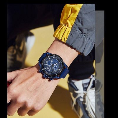 Relógio Masculino De Silicone Quartzo Esportivo 3atm Azul
