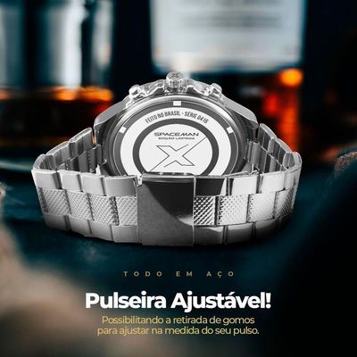 Relogio Masculino Aço Inoxidavel Prata + Premium Caixa