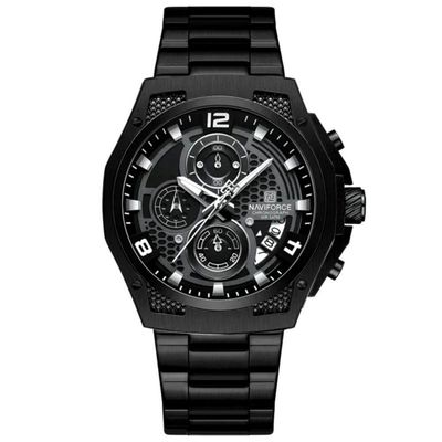 Relógio Masculino Esportiivo De Quartzo Em Aço Inoxidável Multifuncional Impermeavel Preto