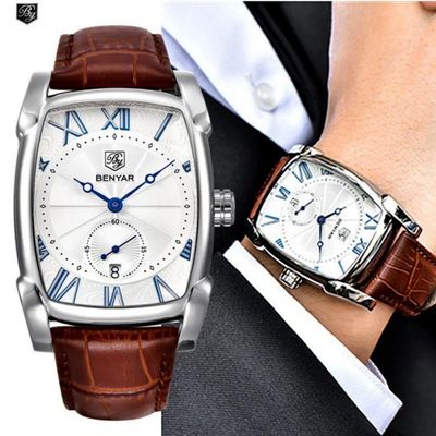 Relógio Masculino Quadrado Casual De Quartzo Impermeável Branco