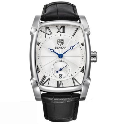 Relógio Masculino Quadrado Casual De Quartzo Impermeável Prata