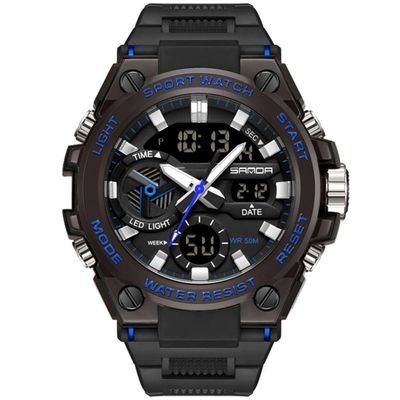 Relógio Esportivo Masculino Dual Display Digital Led Azul