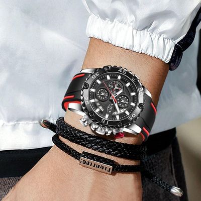 Relógio Masculino Pulseira De Silicone Esportivo De Quartzo Prata