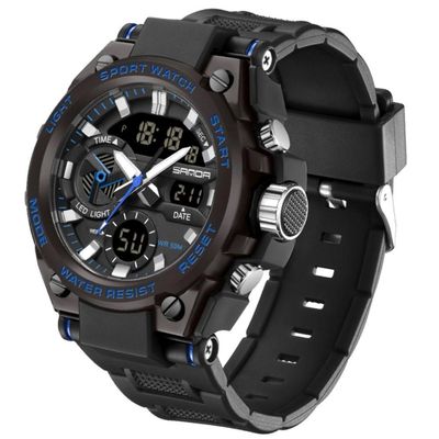 Relógio Esportivo Masculino Dual Display Digital Led Azul