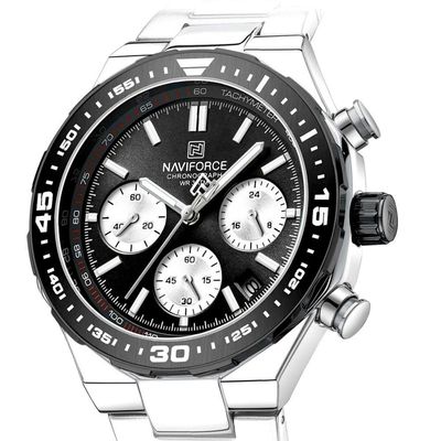 Relógio De Quartzo Masculino Com Pulseira De Aço Inoxidável Esportivo Impermeável Prata
