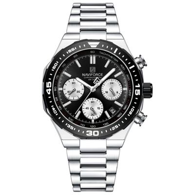 Relógio De Quartzo Masculino Com Pulseira De Aço Inoxidável Esportivo Impermeável Prata