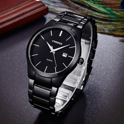 Relógio De Quartzo Luxo Em Aço Inoxidável Moda Clássica Masculino - Preto