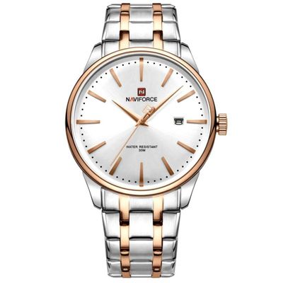 Relógio De Quartzo Masculino Pulseira De Aço Inoxidável Resistente à água Rose