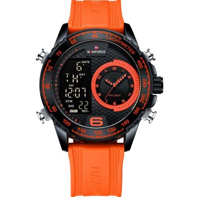 Relógio De Quartzo Masculino Design Esportivo Display Lcd Luminoso Impermeável Laranja