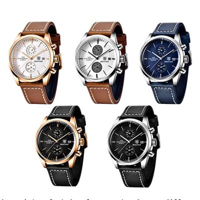 Relógio De Quartzo Esportivo Masculino Benyar Luxo Impermeável Cronógrafo Dourado