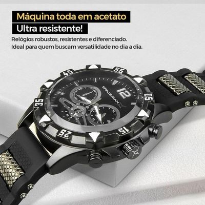 Relogio Masculino Preto + Cordão Prata Grumet + Relogio Masculino Aço Inox Black Piano