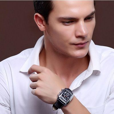 Relógio De Quartzo Cronógrafo Casual Estiloso Megir Masculino Preto