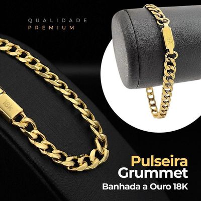 Relogio Masculino Dourado + Pulseira + Cordão Crucifixo