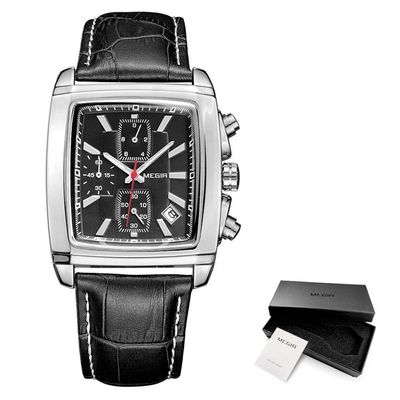 Relógio De Quartzo Cronógrafo Casual Estiloso Megir Masculino Preto