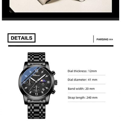 Relógio Masculino Chenxi Cx-921 à Prova D'água Preto