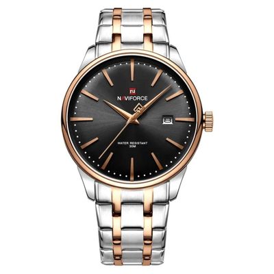 Relógio De Quartzo Masculino Pulseira De Aço Inoxidável Resistente à água Preto