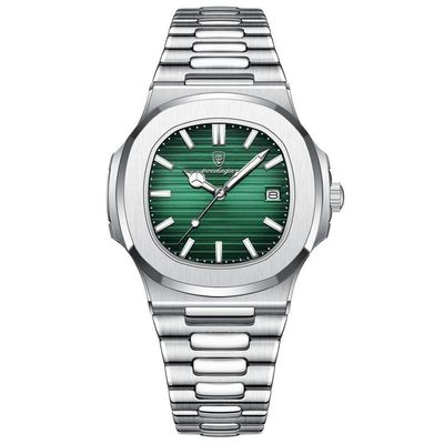Relógio De Pulso Quartzo Em Couro Impermeável Masculino Poedagar Verde