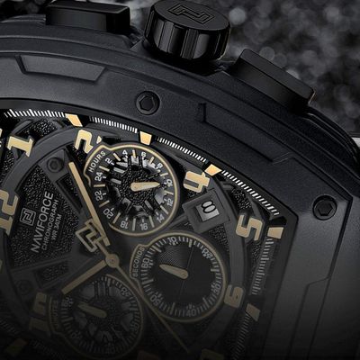 Relógio De Pulso De Quartzo Tonneau Desgin Esportivo Luminoso Impermeavel Marrom Escuro