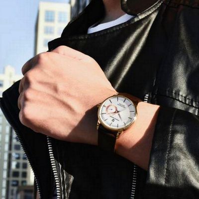 Relógio De Quartzo Masculino Impermeável Design Casual Esportivo - Dourado