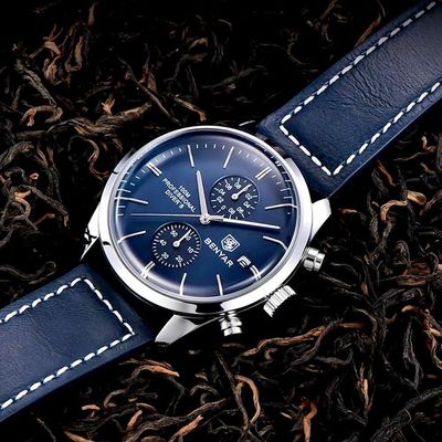 Relógio De Pulso Masculino Com Cronógrafo Esportivo Impermeável Azul