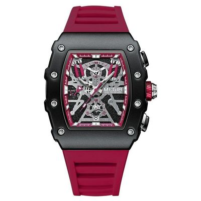Relógio De Quartzo Masculino Megir 2218 à Prova D'água Vermelho