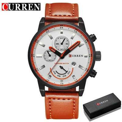 Relógio Masculino Curren 8217 À Prova D'Água Branco