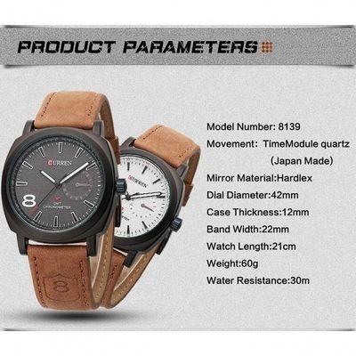 Relógio De Pulso Masculino Curren 8139 à Prova D'água Marrom