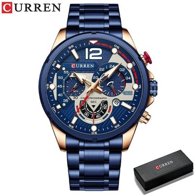 Relógio Masculino Curren 8395 À Prova D'Água Azul