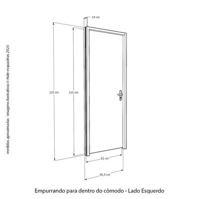 Kit Porta De Madeira 82 X 2.10 Friso Agatha Bat.misto 14cm Fech.wc Cromada Lado Esquerdo - Hale