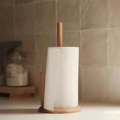Suporte Para Papel Toalha Em Bambu Ecohouse 16x33cm Mimo Style